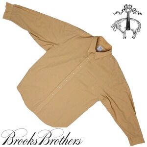 Vintage Brooks Brothers Mens XL 100% Cotton Shirt Made in Hong Kong Plaid Button